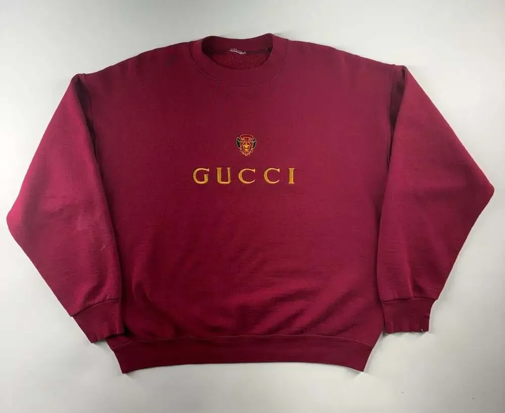 Gucci Vintage Bootleg Sweatshirt Burgundy Red Crest Logo